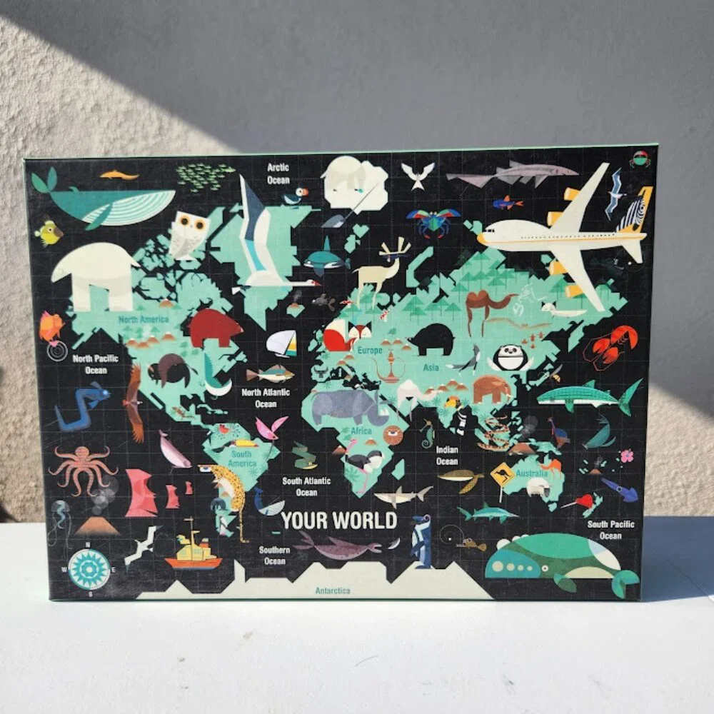 Mudpuppy 1000 Piece Your World Puzzle Map Atlas Inspired by Charley Harper Assem